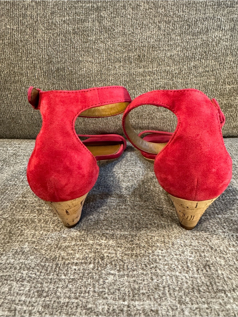 Tory Burch Savannah Wedge Red Suede Sandals Size 9M - Picture 7 of 11